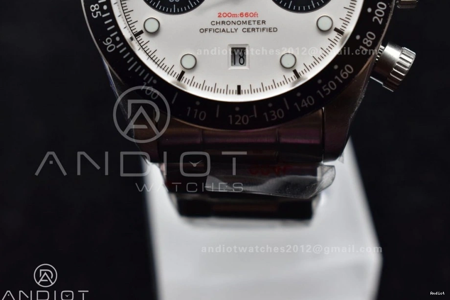 Bay 1:1 Black TWS Bracelet Dial SS A7750 White Chrono on Best Edition SS 1126